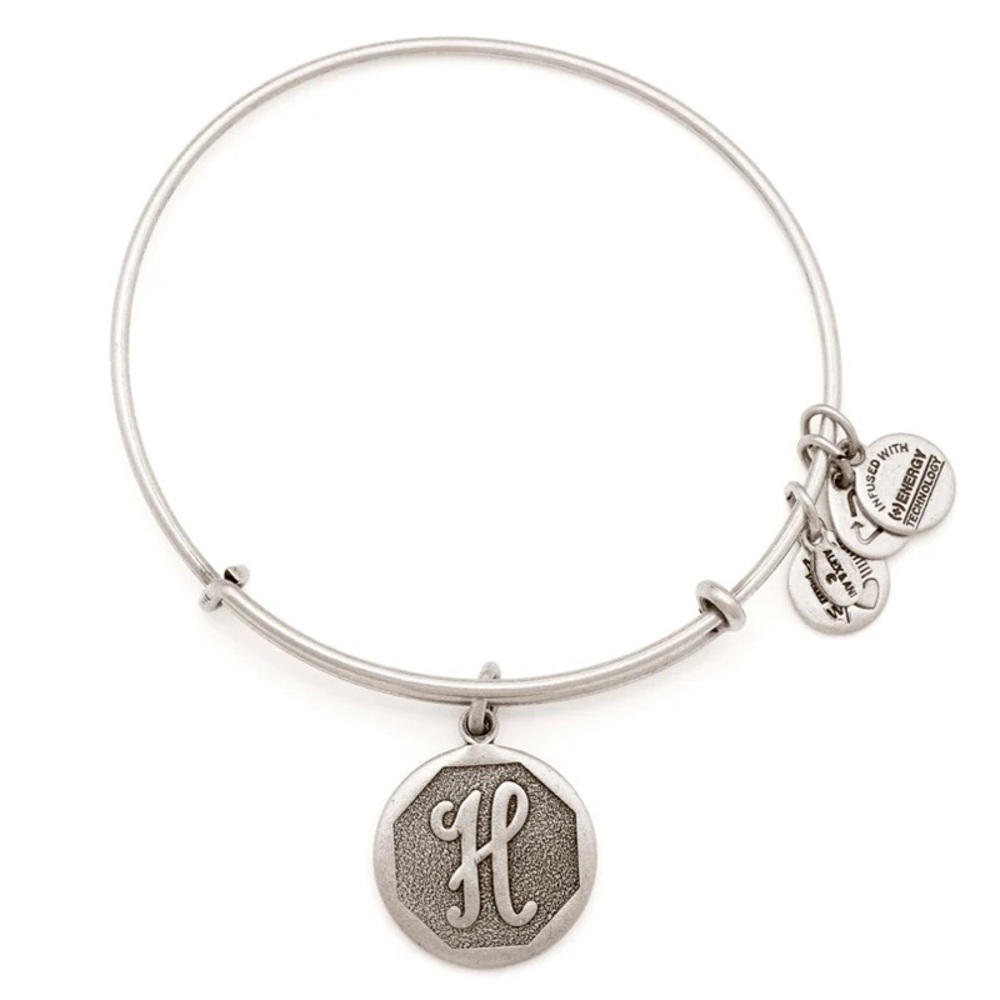 Silver Initial 'H' Charm Bangle